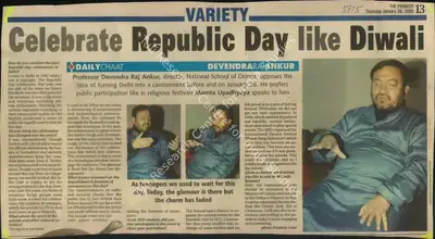 Mamta Upadhyaya (Reporter), Celebrate Republic Day Like Diwali, 2006, Newspaper Clipping