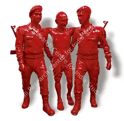 Debanjan Roy (Artist), Bapu with Soldiers, Sculpture