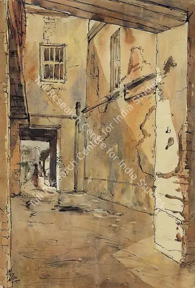 Bikash Bhattacharjee (Artist), Cityscape, 1960, Painting