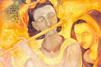 Manishi Dey (Artist), Krishna and Radha, 1954, Painting