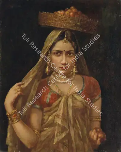 Hemendranath Mazumdar (Artist), Untitled (Lady with Fruit Basket), Painting
