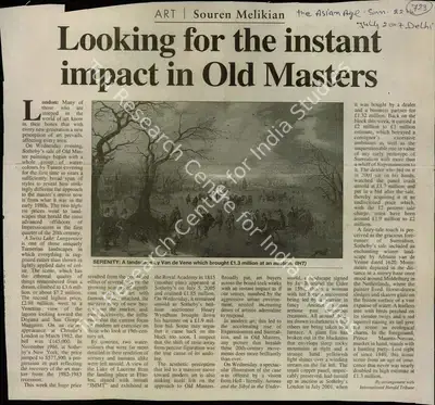 Souren Melikian (Reporter), Looking for the Instant Imapct in Old Masters, 2007, Newspaper Clipping