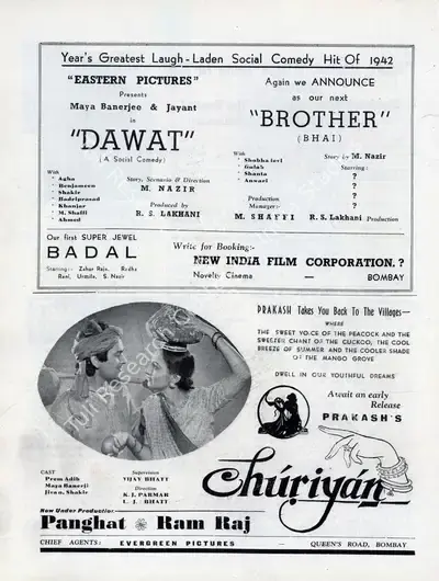 M. Nazir (Director), Dawat, 1943, Advertisement