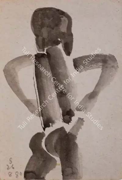 Somnath Hore (Artist), Untitled (Figure), 1980, Painting