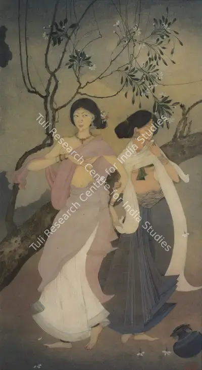 Kshitindranath Majumdar (Artist), Radha And Lalita, 1931, Painting