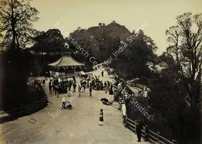 Robert Phillips Attributed (Photographer), Hill Station with Band, Shimla, Antiquarian Photograph