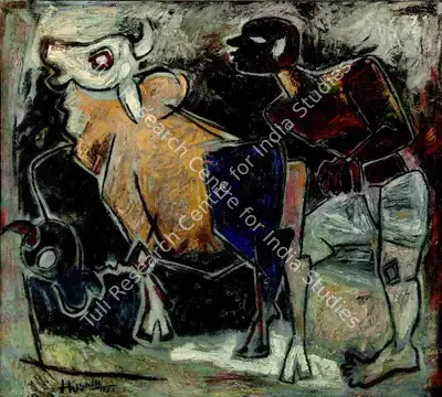 M.F. Husain (Artist), Untitled (Farmer), 1951, Painting