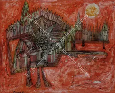 Avinash Chandra (Artist), A Fabled Building, 1959, Painting