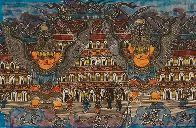 Ramanujam, K. (Artist). My dream world, n.d. | Painting, Pu.Mum/11.04.19, 2019 · Pundole