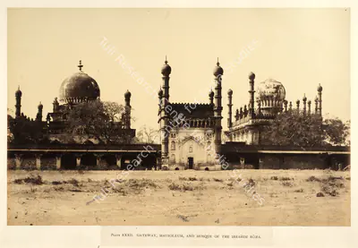 Colonel Thomas Biggs (Photographer), Gateway, Mausoleum, and Mosque of the Ibrahim Roza. Bijapur, 1855, Antiquarian Photograph