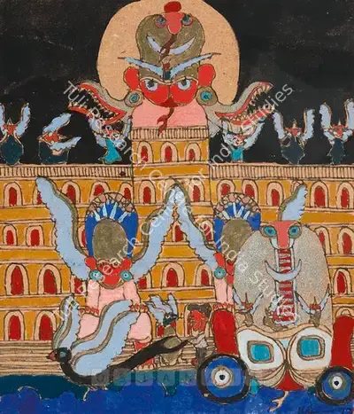 K. Ramanujam (Artist), Orange Building, 1972, Painting