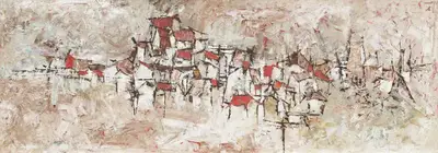 B. Prabha (Artist), Untitled (Houses), 1964, Painting