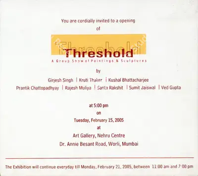 Threshold, 2005, Group Exhibition Invitation