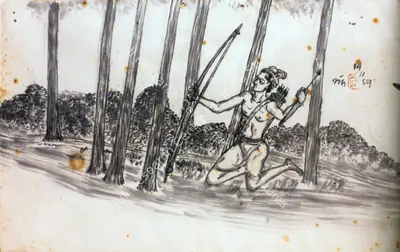 Nandalal Bose (Artist), Hunter Seated, 1959, Painting