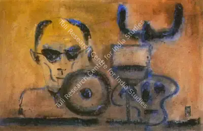 Biswanath Mukherjee (Artist), Self Portrait, 1976, Painting