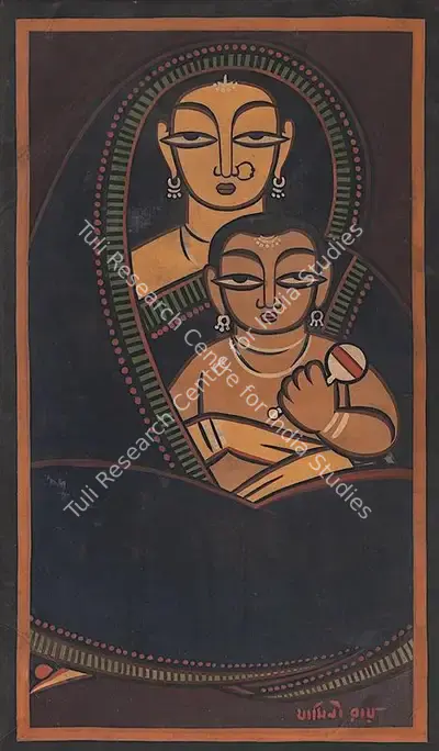 Jamini Roy (Artist), Mother & Child Series, 1949, Painting