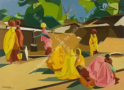 Jehangir Sabavala (Artist), The Waterpump, Jaipur, 1956, Painting