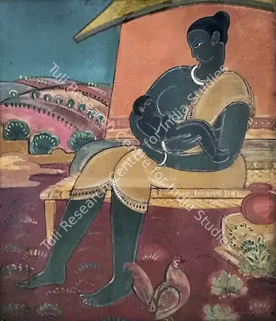 Rathin&nbsp;Maitra (Artist), Santhal Mother, Painting
