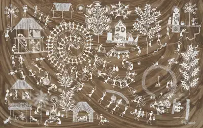 Jivya Soma Mashe (Artist), Untitled  (Warli Painting), Painting