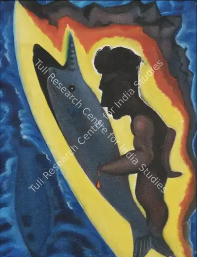 Surendran Nair (Artist), Man and Fish, 1991, Painting