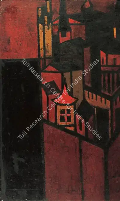 Raza, S.H. (Artist). La Tour. Oil on isorel (board), 1953 | Painting | FineArts | 00371690