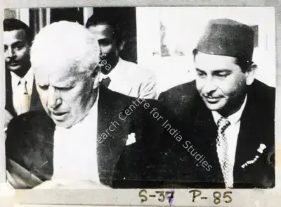 Unknown (Photographer). Charlie Chaplin photographed with Raj Kapoor in 1950s | Photographic Still | CinemaEducation | 00440362