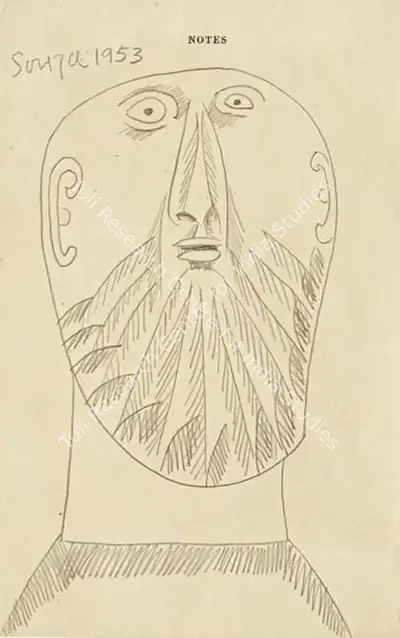 F.N. Souza (Artist), Untitled (Head), 1953, Drawing