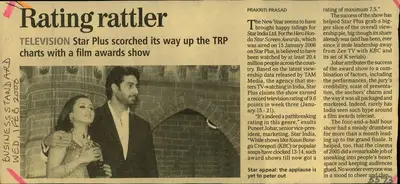 Prakriti Prasad (Reporter), Rating Rattler, 2000, Newspaper Clipping