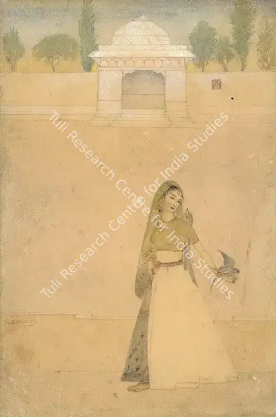 Abanindranath Tagore (Artist), Woman and Bird, 1905, Painting