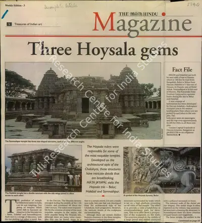 Maya Jayapal (Writer), Three Hoysala Gems, Newspaper Clipping