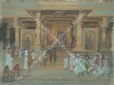 M.V. Dhurandhar (Artist), Before The Vitoba Temple Steps, Pandharpur, 1920, Painting