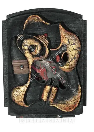 Gujral, Satish (Artist). The Deity. Burnt wood and mixed media, 1990 | Sculpture | FineArts | 00600789