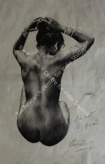 Hemendranath Mazumdar (Artist), Life Cast - Study of a Nude, Drawing