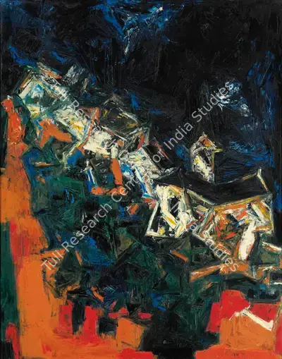 Raza, S.H. (Artist). Clocher Du Village, 1958 | Painting, Ch.Lon/11.06.12, 1958