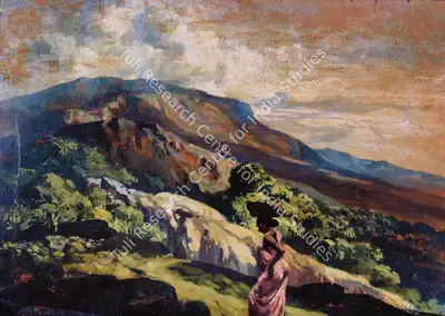 Roy Chowdhury, D.P. (Artist). Villagers In Landscape, 1949 | Painting, Os.Del/20.07.06, 2006 · Osian's