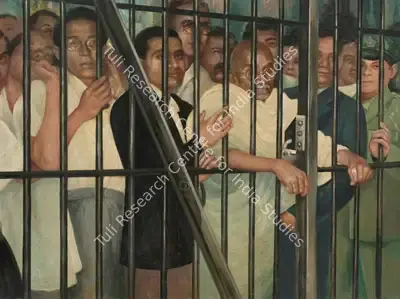 Somnath Khosa (Artist), Gandhiji Visiting Political Prisoners in Dum Dum Jail in 1947, 1960, Painting