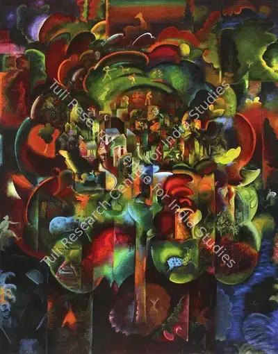 G.M. Sheikh (Artist), Speaking Tree, 1996, Painting