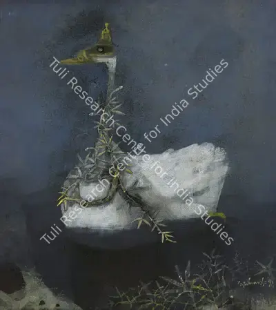 Ganesh Pyne (Artist), The Swan, 1977, Painting