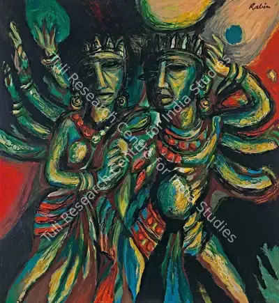 Mondal, Rabin (Artist). Court Dancers - I, 1997 | Painting, AG.Onl/12.12.23, 2023 · Asta Guru