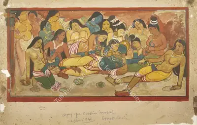 K.K.&nbsp;Hebbar (Artist), Copy of a Cochin Mural, 1946, Painting