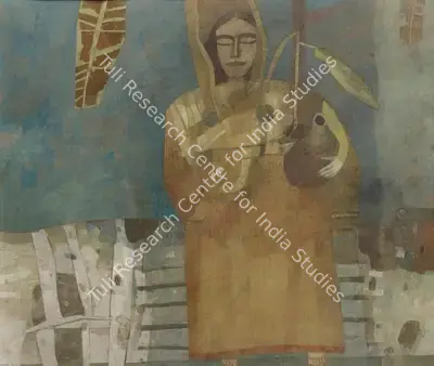 Ganesh Pyne (Artist), Woman Sowing, 1975, Painting