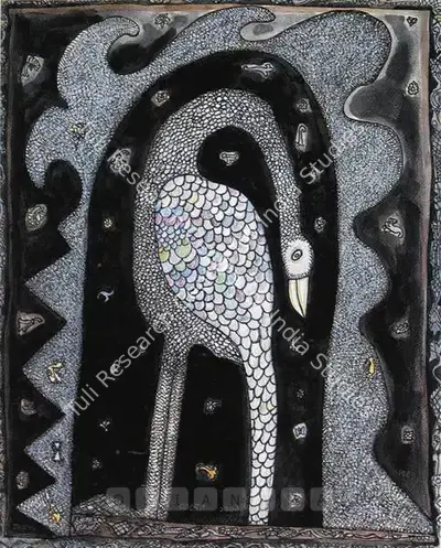 Jogen Chowdhury (Artist), The Bird, 1999, Painting