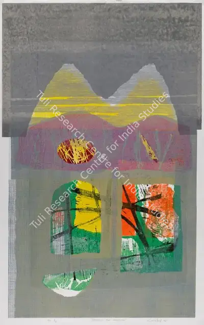 Kashinath Salve (Artist), Beyond the Window, 1975, Print