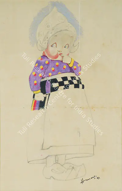 M.F. Husain (Artist), Girl, 1941, Drawing
