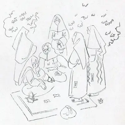 Shiavax Chavda (Artist), Sketches of Kashmir Life, 1940, Sketch