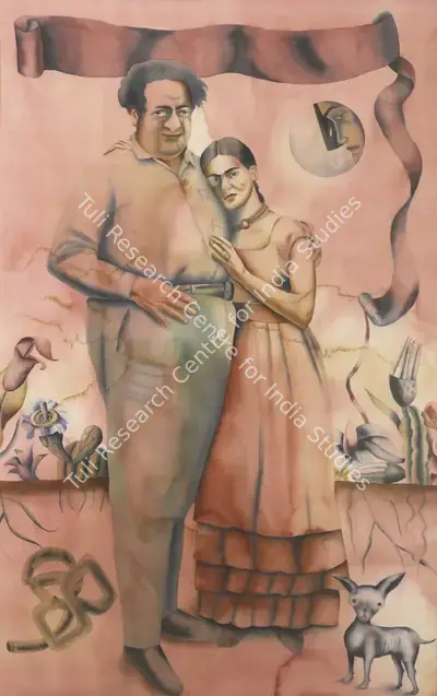 Anju Dodiya (Artist), Frida And Diego In Rose, 1999, Painting
