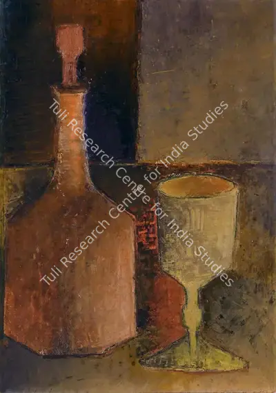 Akbar Padamsee (Artist), Nature Morte A La Carafe Et Au Verre, 1956, Painting