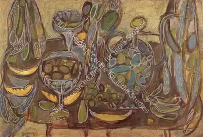 Subramanyan, K.G. (Artist). Still Life with Fruits. Oil on Canvas, 1961 | K.G. Subramanyan, 2003 | Painting | FineArts | 00566325