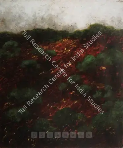 Paramjit Singh (Artist), Trees And The Red Ridge, 1989, Painting