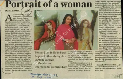 Lalitha Suhasini (Reporter), Portrait of a Woman, 2002, Newspaper Clipping
